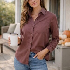 Lululemon Women's Full Day Ahead Shirt 2 Antique Bark Button Up Casual Soft Top